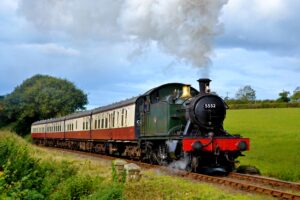 Bodmin Railway Steam Train in Cornish Countryside